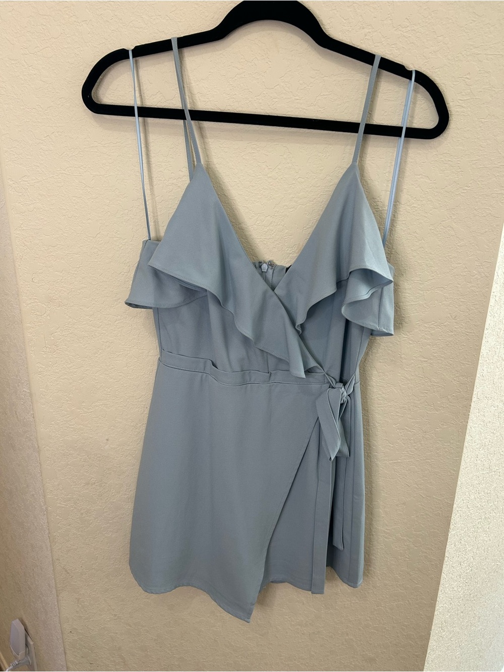 Blue Blush Light Blue Ruffle Wrap Romper